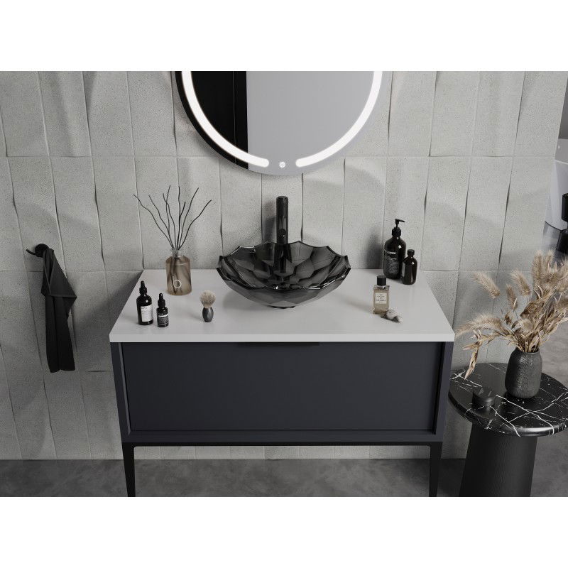 Mexen Inga lavoar de sticlă pe blat 44 x 44 cm, negru - 24074470