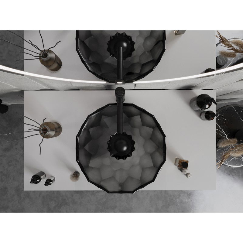 Mexen Inga lavoar de sticlă pe blat 44 x 44 cm, negru - 24074470