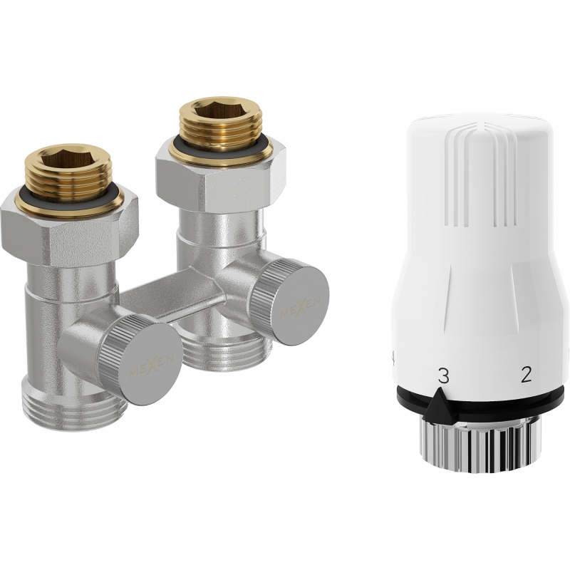 Mexen G02 kétcsöves termosztatikus készlet DN50, egyenes 1/2"x3/4", nikkel - W912-012-928-01