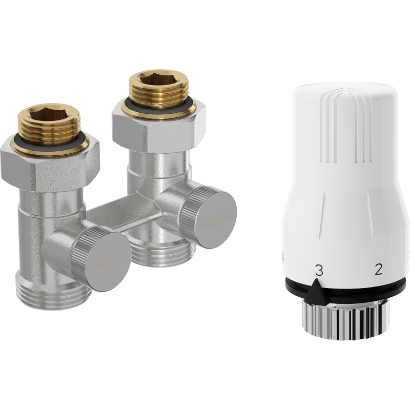 Mexen G02 set termostatic cu două tuburi DN50, drept 1/2"x3/4", nichel - W912-012-928-01