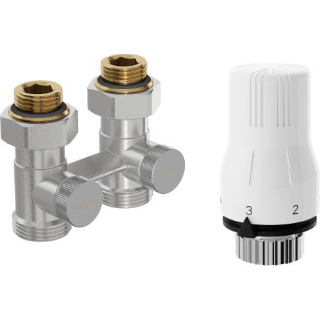 Mexen G02 set termostatic cu două tuburi DN50, drept 1/2"x3/4", nichel - W912-012-928-01