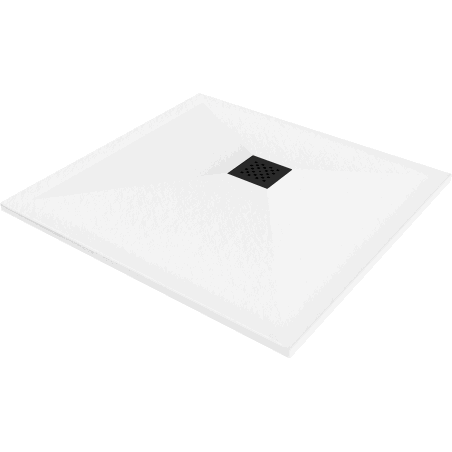 Mexen Stone+ cadă de duș pătrată din compozit 90 x 90 cm, alb, capac mascare negru - 44109090-B