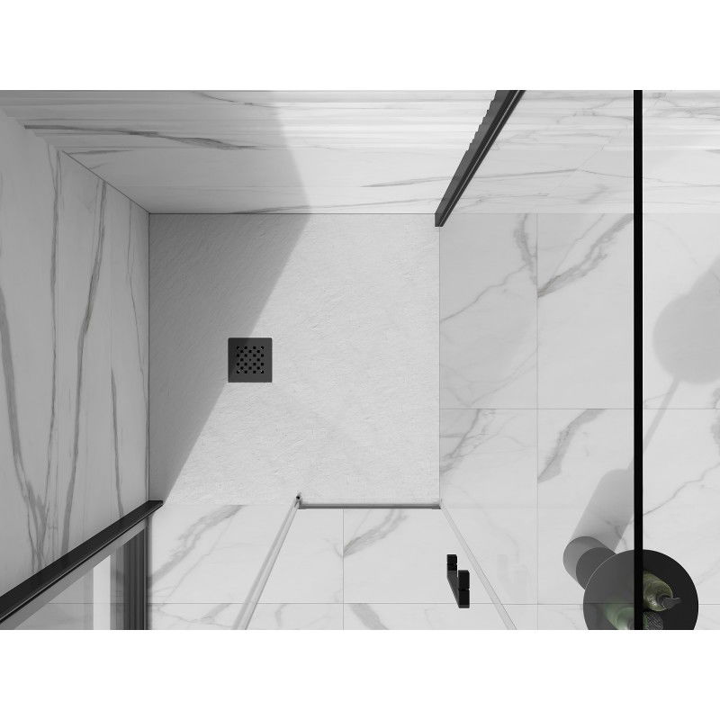Mexen Stone+ cadă de duș pătrată din compozit 80 x 80 cm, albă, garnitură neagră - 44108080-B