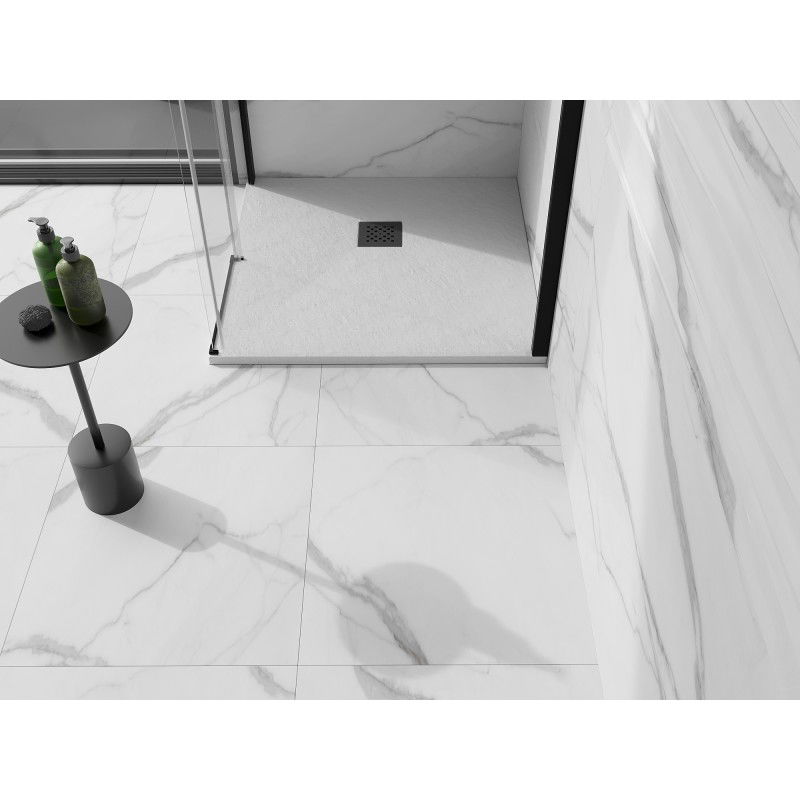 Mexen Stone+ cadă de duș din compozit pătrată 100 x 100 cm, albă, cu mască neagră - 44101010-B