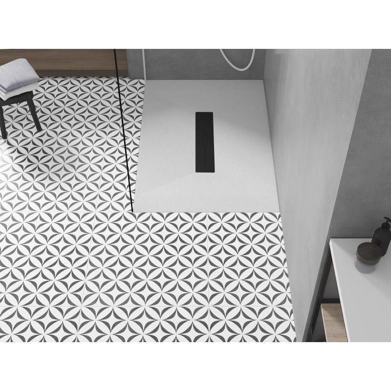 Mexen Toro cadă de dus dreptunghiulară SMC 100 x 80 cm, albă, mască neagră - 43108010-B