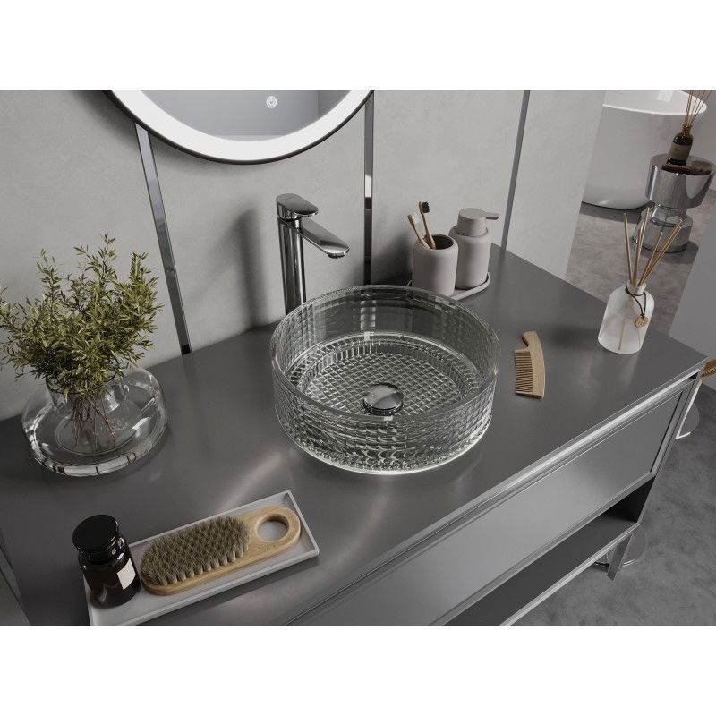 Mexen Lira chiuvetă de sticlă pentru blat 37 x 37 cm, transparentă - 24053700