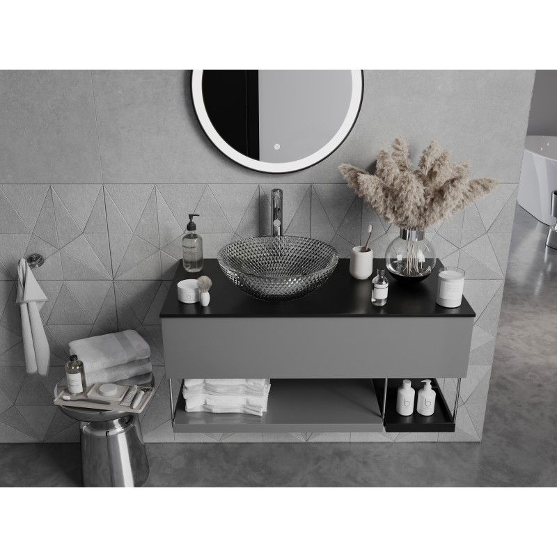 Mexen Olza üvegből készült munkalapra szerelhető mosdókagyló, 42 x 42 cm, átlátszó - 24094200