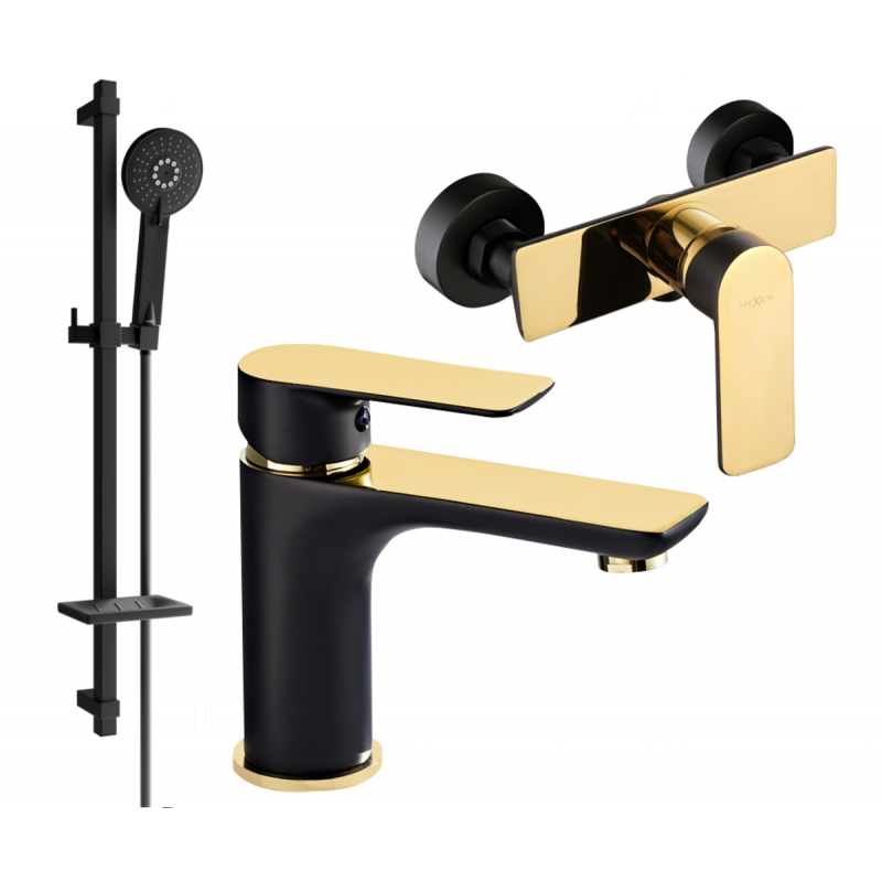 Mexen Alfa DQ40 set de duș, negru/auriu - 745704DQ40-75