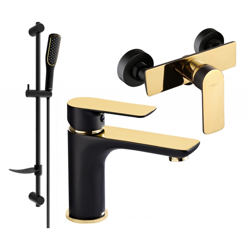 Mexen Alfa DF49 set duș, negru/auriu - 745704DF49-75