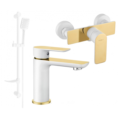Mexen Alfa DF62 zuhanykészlet, fehér/arany - 745704DF62-25
