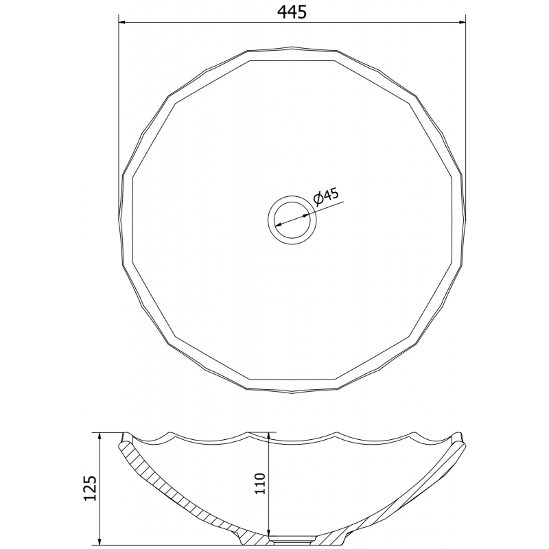 Mexen Inga lavoar de sticlă pe blat 44 x 44 cm, negru - 24074470
