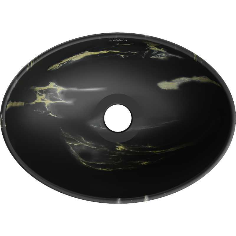Mexen Elza mosdó pultra szerelhető 40 x 33 cm, fekete kő - 21014084