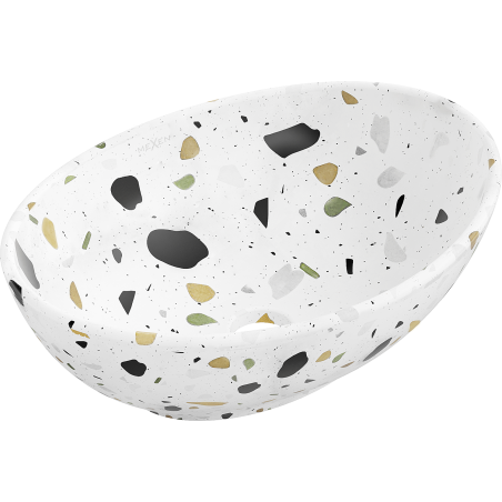 Mexen Elza felültétre szerelhető mosdó 40 x 33 cm, fehér terrazzo kő - 21014083