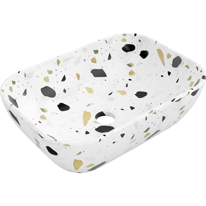 Mexen Rita 45 x 32 cm-es, fehér terrazo kő mosdópult - 21084587