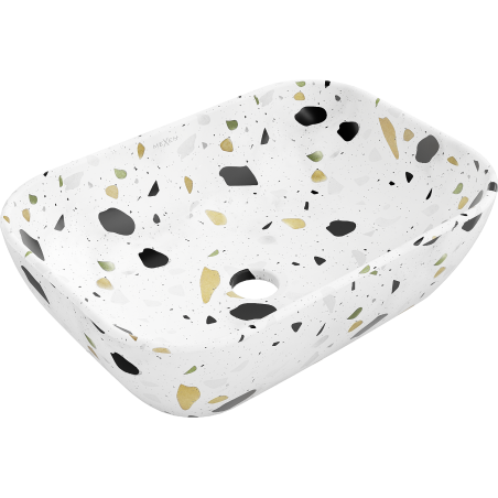 Mexen Rita 45 x 32 cm-es, fehér terrazo kő mosdópult - 21084587