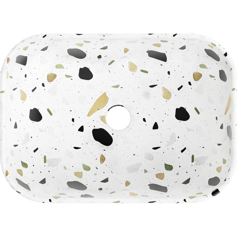 Mexen Rita 45 x 32 cm-es, fehér terrazo kő mosdópult - 21084587