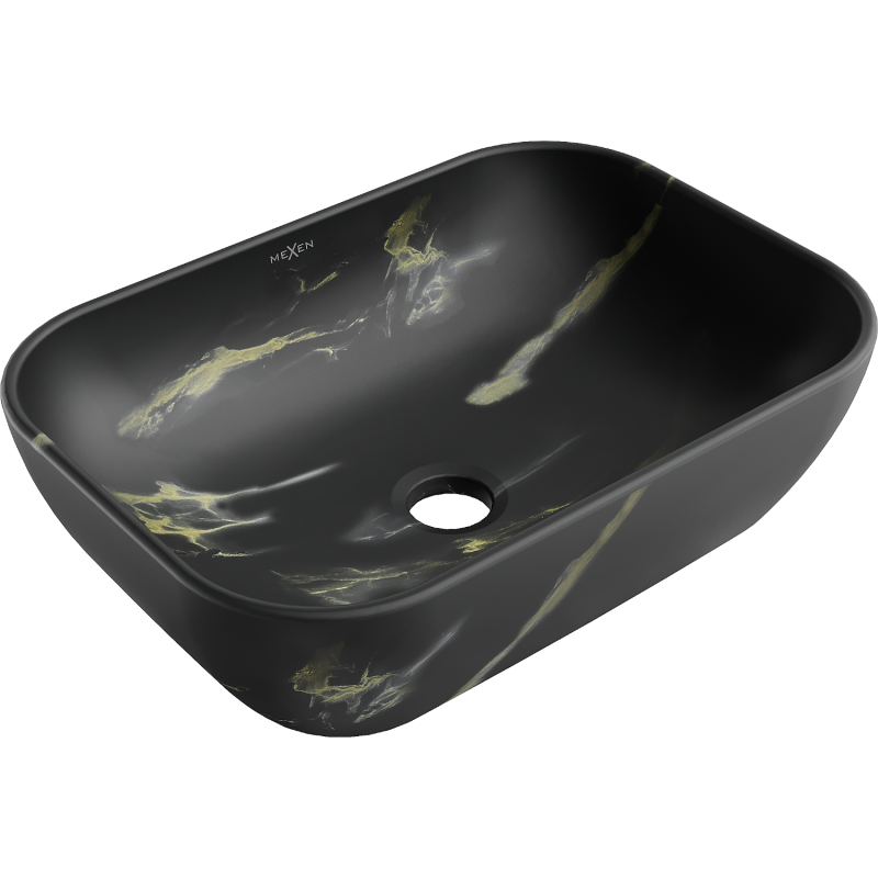 Mexen Rita countertop mosdó 45 x 32 cm, fekete kő - 21084588