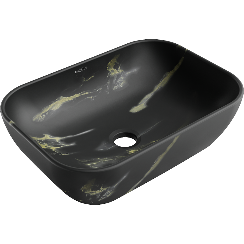 Mexen Rita matt fali mosdó 45 x 32 cm, fekete kő - 21084588
