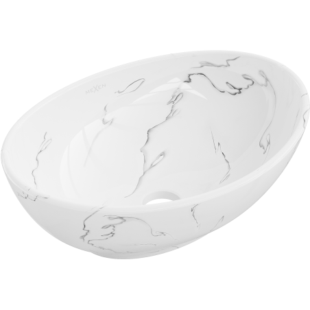 Mexen Elza mosdókagyló a pultra 40 x 33 cm, fehér kő - 21014081