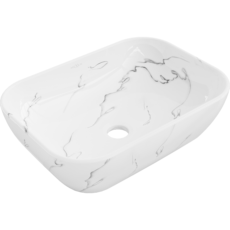 Mexen Rita 45 x 32 cm-es pult tetejére helyezhető mosdókagyló, fehér kő - 21084583