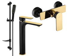 Mexen Alfa DF49 set de duș, negru/auriu - 745714DF49-75