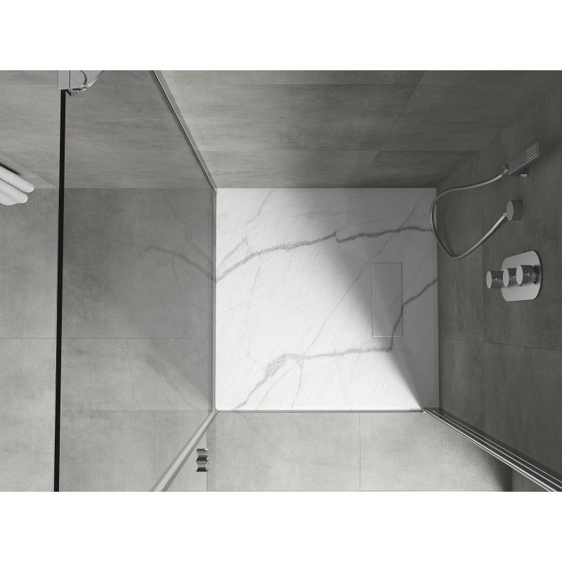 Mexen Hugo SMC négyzet alakú zuhanytálca 90 x 90 cm, fehér kő - 42159090
