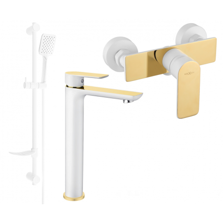 Mexen Alfa Set de duș DF62, alb/auriu - 745714DF62-25