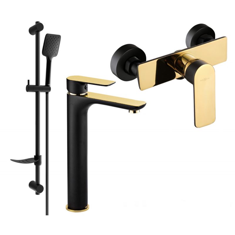 Mexen Alfa DF62 zuhanykészlet, fekete/arany - 745714DF62-75