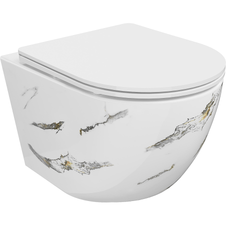 Mexen Lena Rimless WC csésze csendes záródású, vékony duroplast ülőkével, fehér kő - 30224091