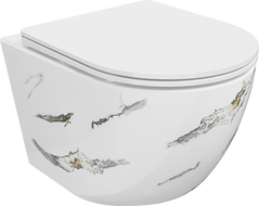 Mexen Lena Rimless WC csésze csendes záródású, vékony duroplast ülőkével, fehér kő - 30224091