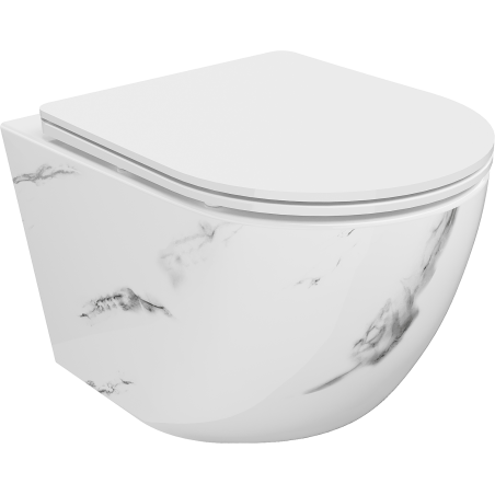 Mexen Lena perem nélküli WC-csésze lassan csukódó, vékony ülőkével, duroplast, fehér kő - 30224092