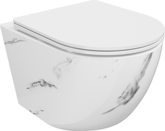 Mexen Lena vas de toaletă suspendat Rimless cu capac cu închidere lentă slim, duroplast, piatră albă - 30224092