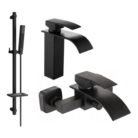 Mexen Aries DQ77 fürdőkád szett, fekete - 744803DQ77-70