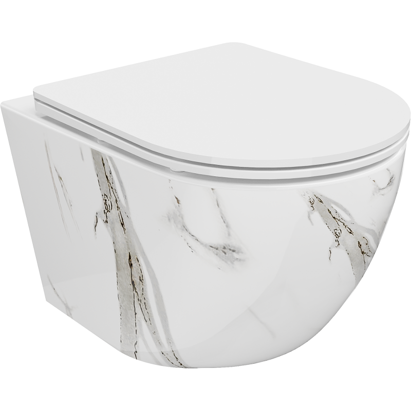 Mexen Lena toaletă WC Rimless cu capac cu închidere lentă slim, duroplast, piatră albă - 30224094