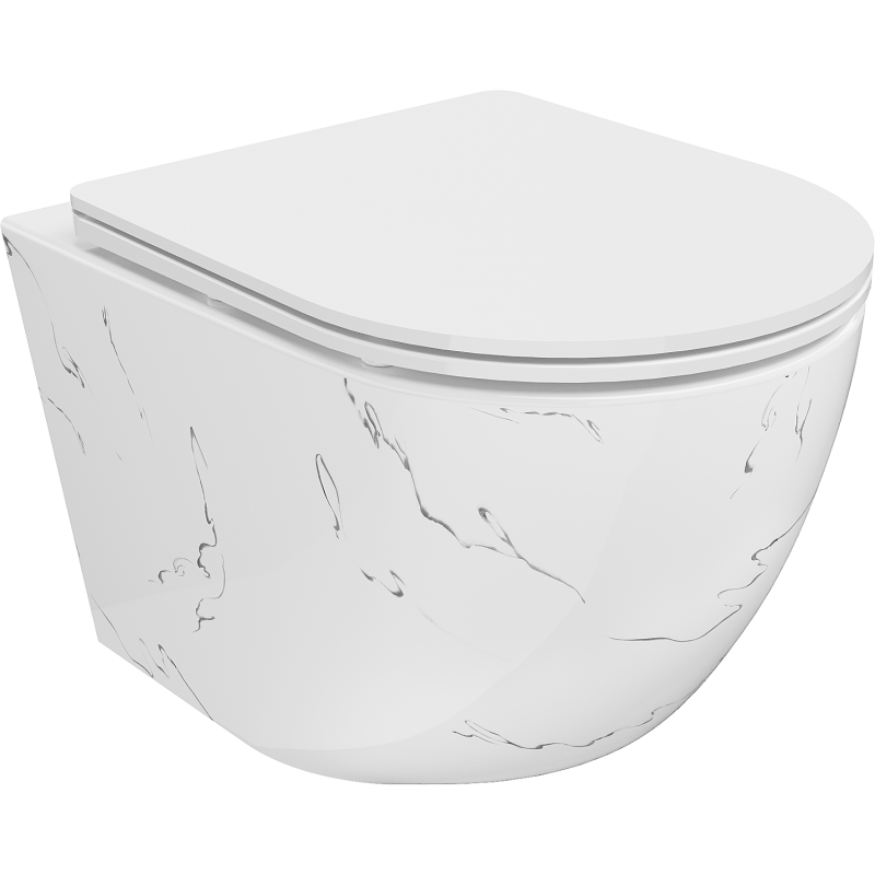 Mexen Lena vas wc Rimless cu capac slim cu închidere lentă, duroplast, piatră albă - 30224093