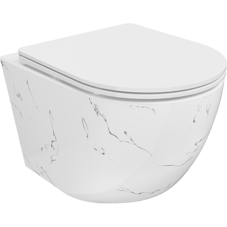 Mexen Lena vas wc Rimless cu capac slim cu închidere lentă, duroplast, piatră albă - 30224093