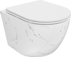 Mexen Lena keret nélküli WC-csésze lassan záródó slim duroplast ülőkével, fehér kő - 30224093