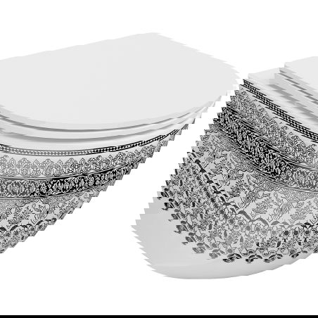 Mexen Lena Rimless WC csésze lassú lecsukású slim duroplast ülőkével, fehér/fekete mintával - 30224095