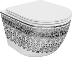 Mexen Lena vas WC Rimless cu capac cu închidere lentă subțire, duroplast, alb/negru model - 30224095