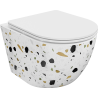 Mexen Lena WC rimless cu capac slim cu închidere lentă, duroplast, piatră albă terrazzo - 30224096
