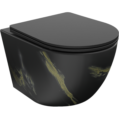 Mexen Lena Rimless WC csésze karcsú, lassan csukódó duroplast üléssel, fekete kő - 30224098