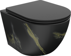 Mexen Lena toaletă WC Rimless cu capac cu coborâre lentă slim, duroplast, piatră neagră - 30224098