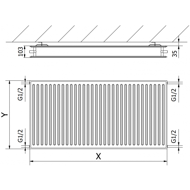 Mexen CH20 Igienă radiator de panou 900 x 1500 mm, racord lateral, 2310 W, alb - W420H-090-150-00