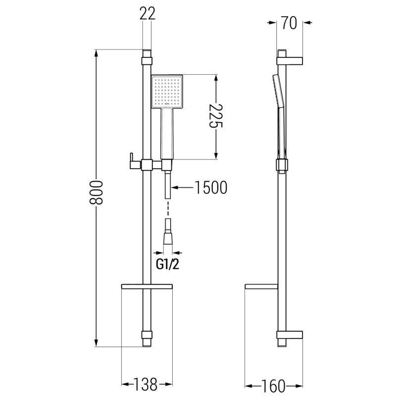 Mexen Aries DQ45 set de cadă, negru - 744803DQ45-70
