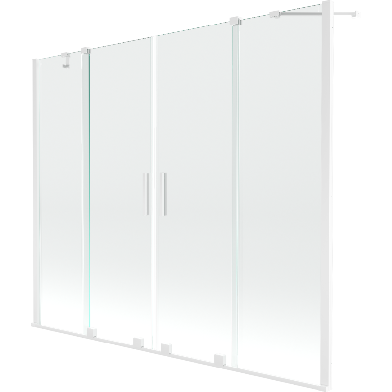 Mexen Velar Duo paravan de cadă cu 2 aripi glisante 190 x 150 cm, transparent, alb - 896-190-000-02-20