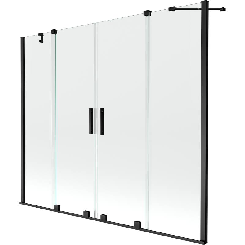 Mexen Velar Duo kétszárnyú toló fürdőkád válaszfal 190 x 150 cm, átlátszó, fekete - 896-190-000-02-70