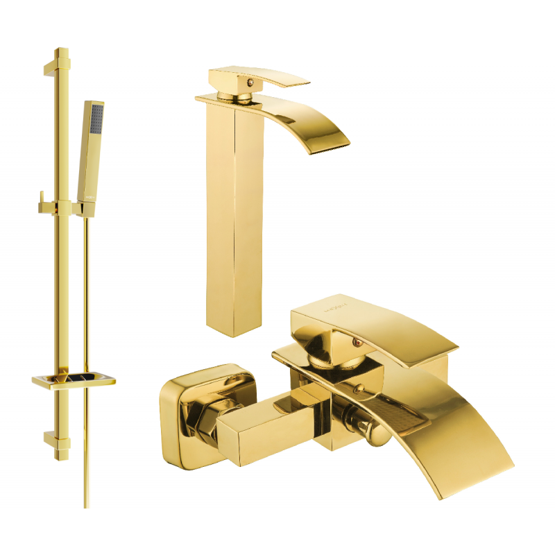 Mexen Aries DQ77 set pentru cadă, auriu - 744813DQ77-50