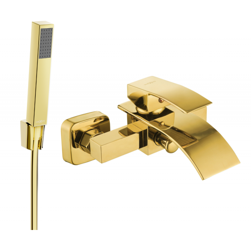 Mexen Aries R77 kád csaptelep zuhany szettel, arany - 74483R77-50