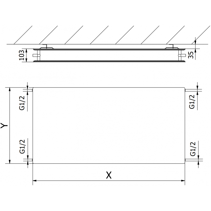 Mexen CHF20 Radiator panou Hygiene Flat 300 x 1200 mm, racordare laterală, 682 W, alb - W420HF-030-120-00