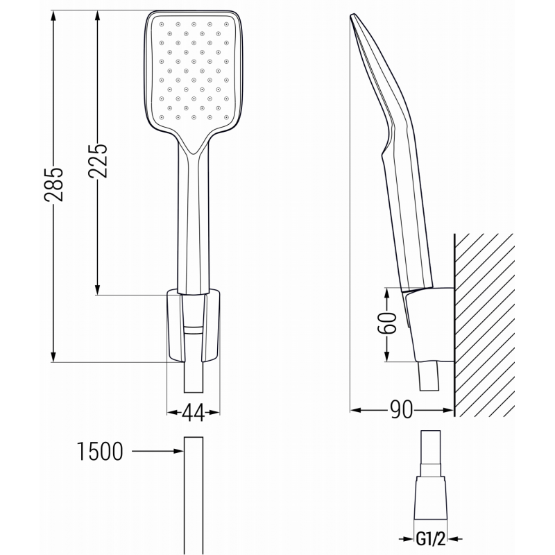 Mexen Aries R62 fürdőkád csaptelep zuhanykészlettel, fekete - 74483R62-70